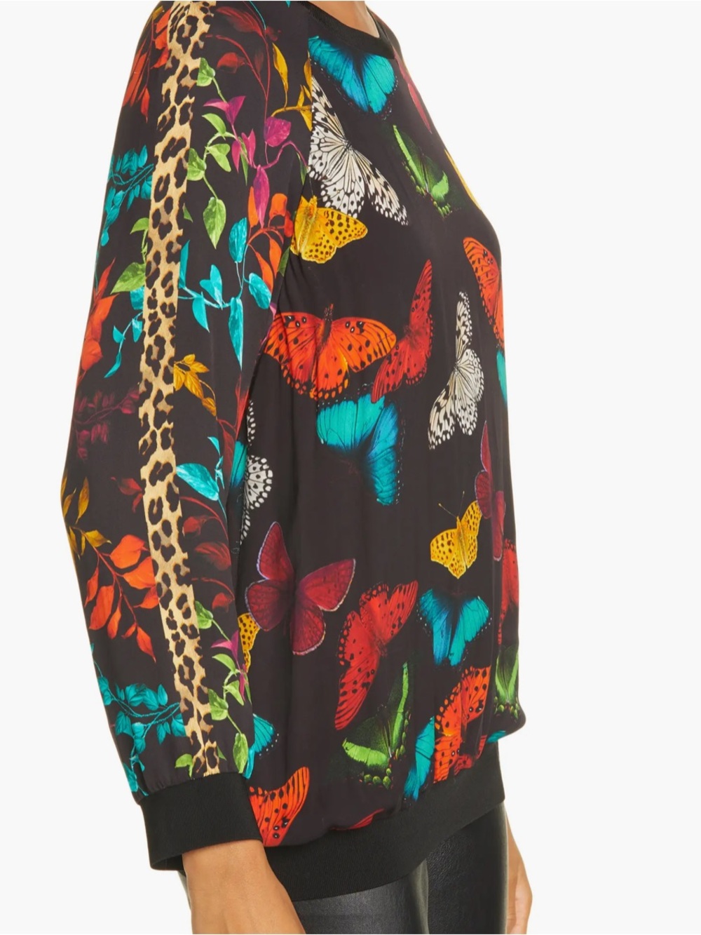 Alice + Olivia Calvin Mixed Butterfly Print Raglan Sleeve Sweatshirt | Sz XS